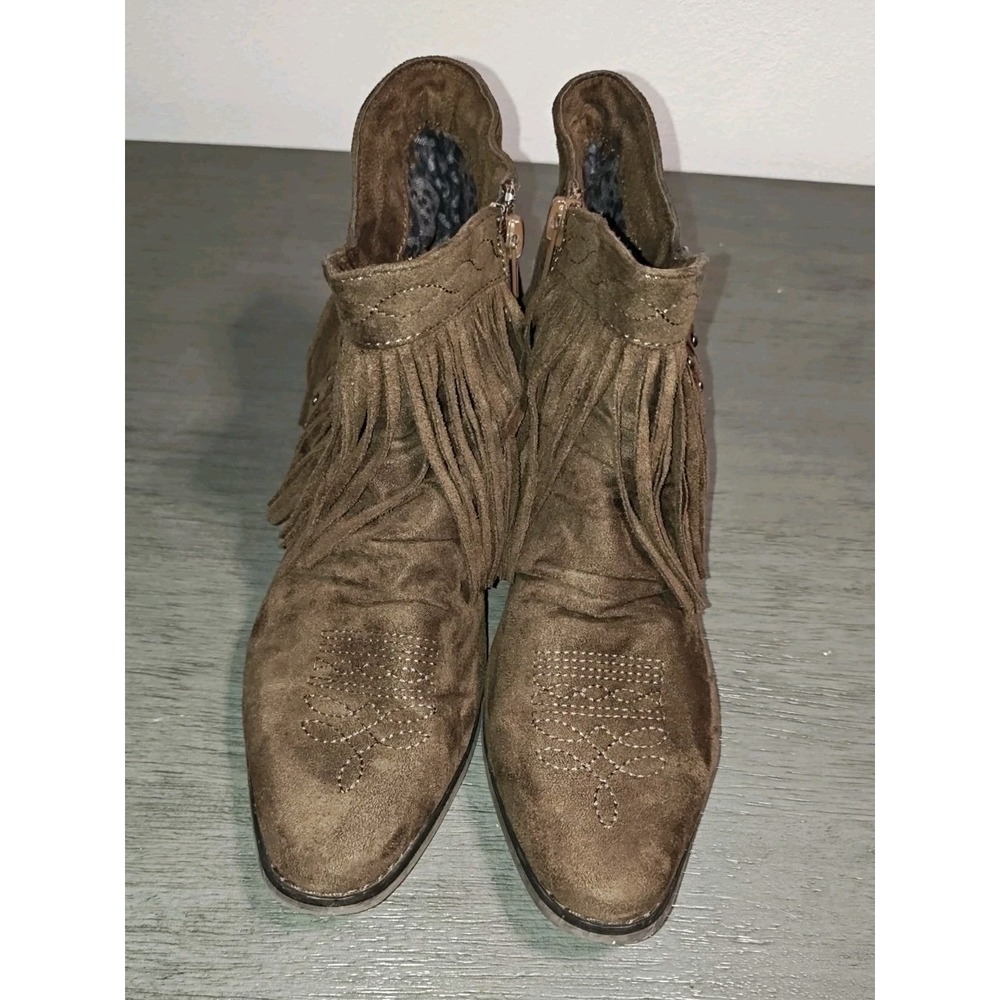 Roper women's brown suede faux leather "Fringy" western booties,Size 6 - Picture 5 of 8